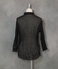 ピコドット柄プリーツシャツ(ブラック)後ろ