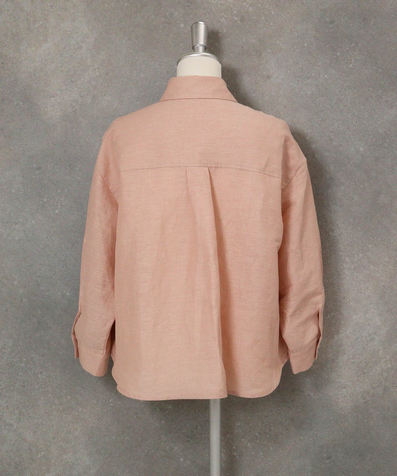 麻混ベーシックブラウス(ライトオレンジ)後ろ