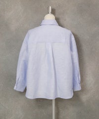 麻混ベーシックブラウス(ライトブルー)後ろ