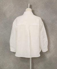 麻混ベーシックブラウス(ホワイト)後ろ