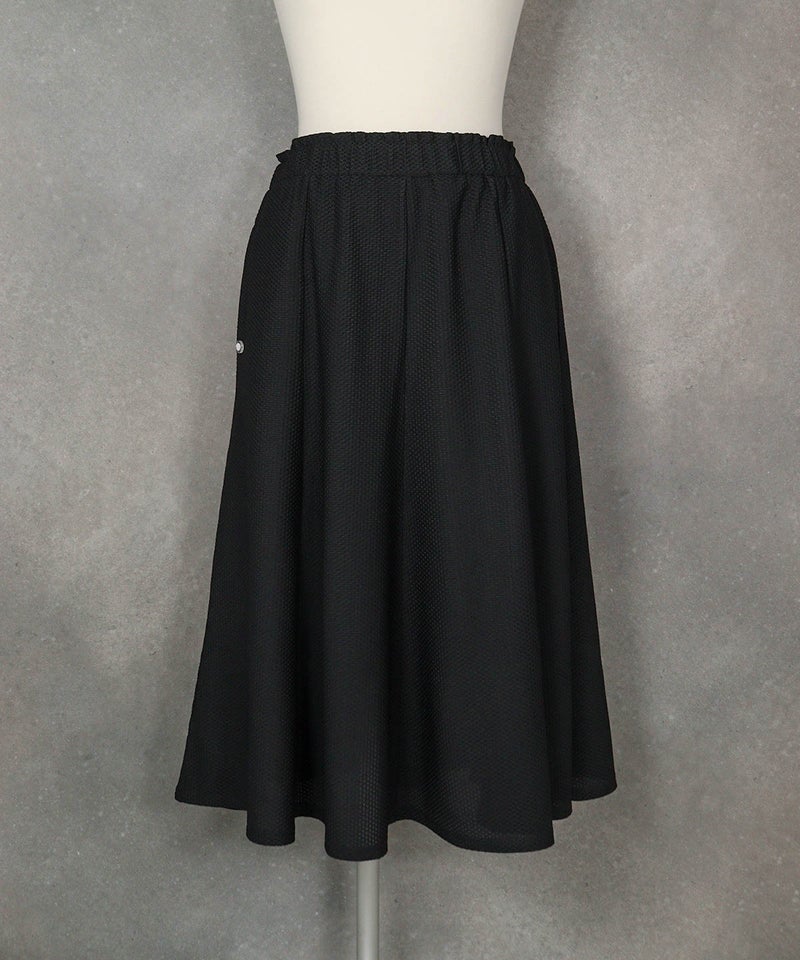 メッシュ風UVフレアスカート(ブラック)前