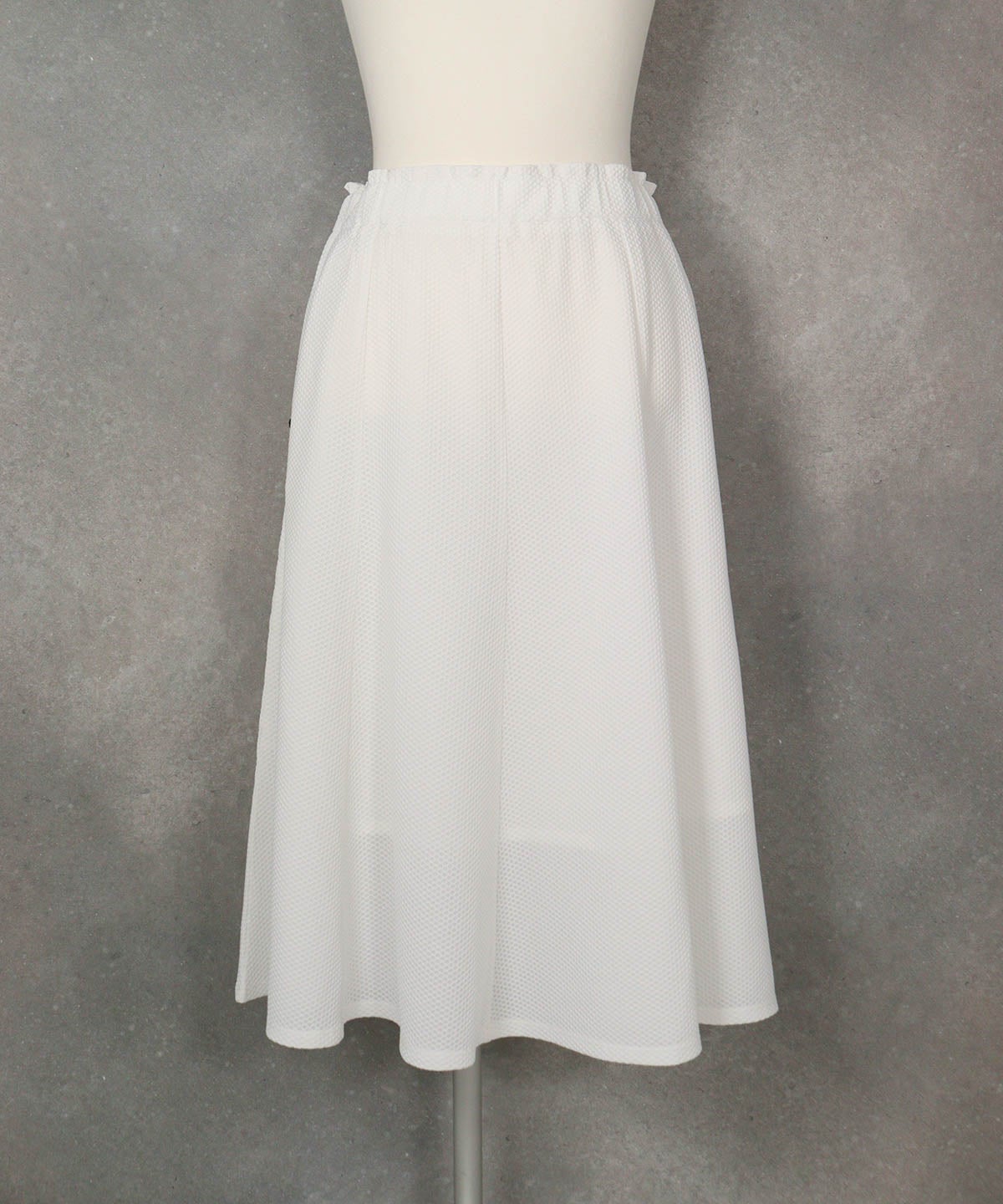 メッシュ風UVフレアスカート(ホワイト)前
