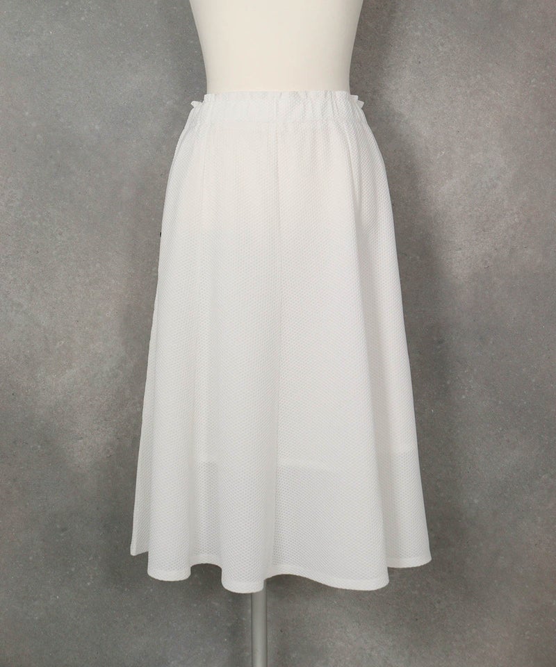 メッシュ風UVフレアスカート(ホワイト)前