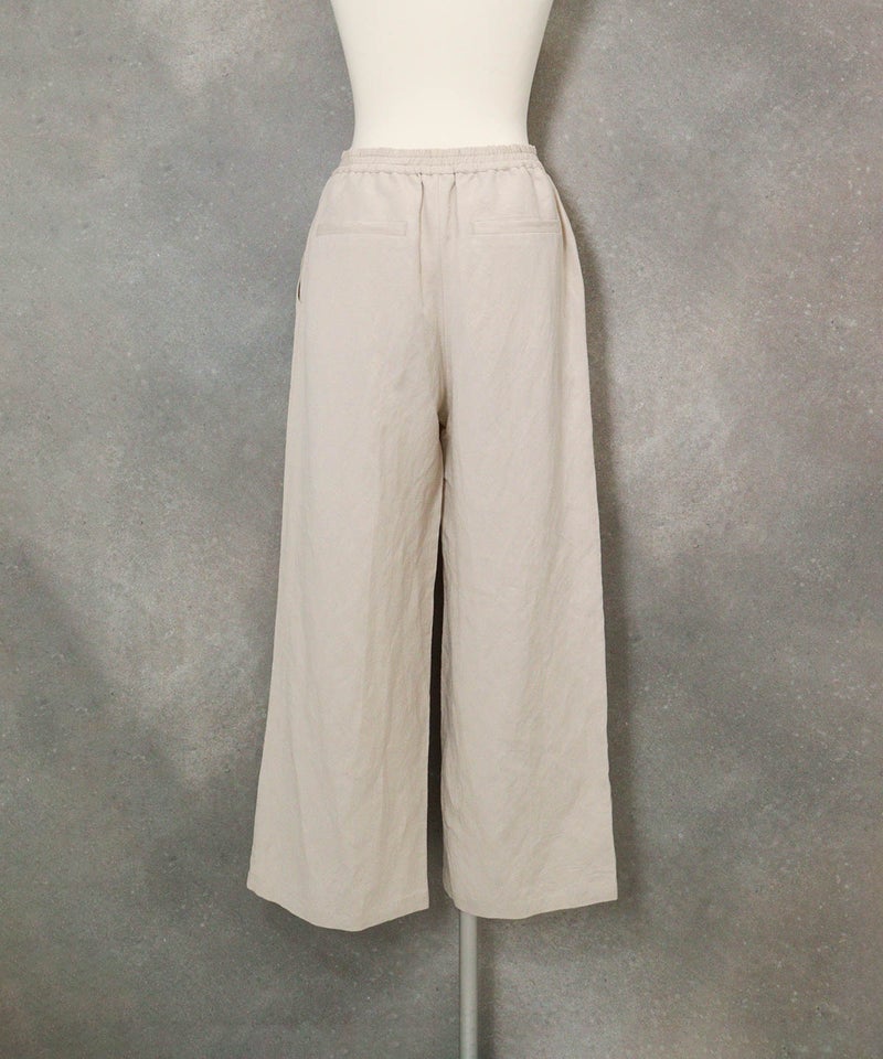 麻混ワイドパンツ(ベージュ)後ろ