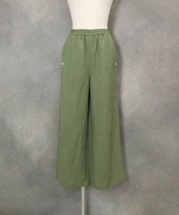 麻混ワイドパンツ(カーキ)前