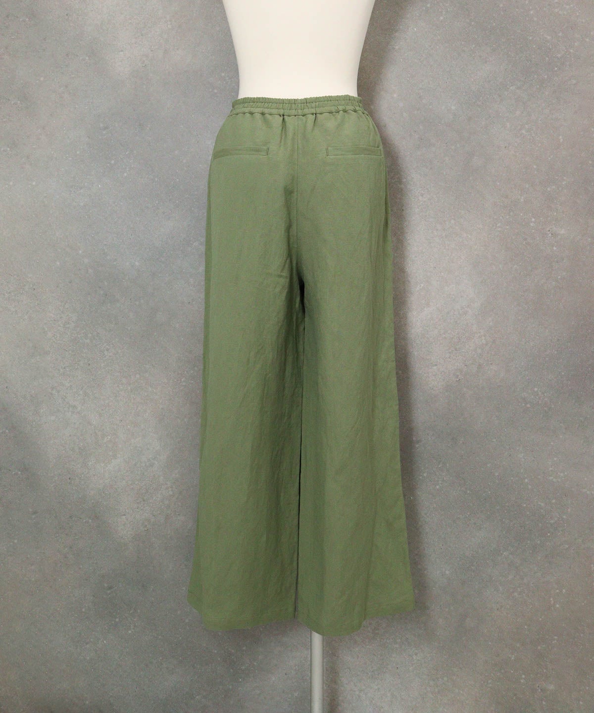 麻混ワイドパンツ(カーキ)後ろ