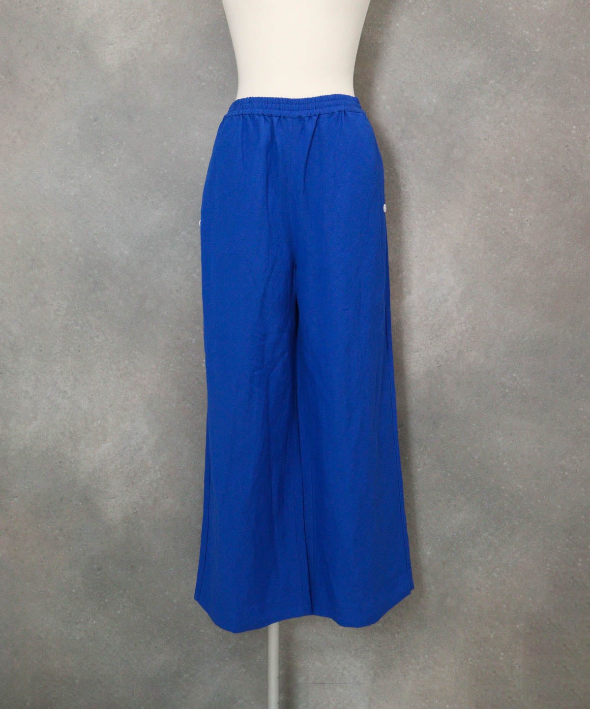 麻混ワイドパンツ(ブルー)前