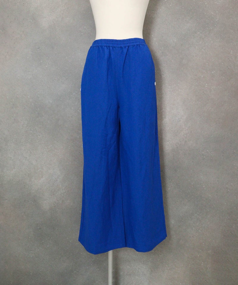 麻混ワイドパンツ(ブルー)前