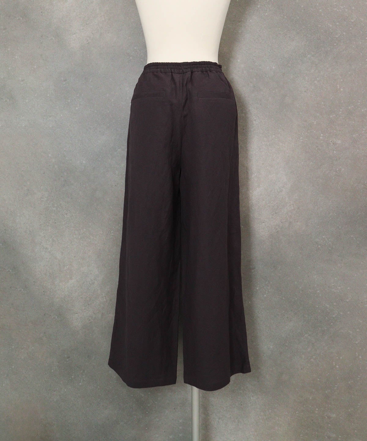 麻混ワイドパンツ(グレー)後ろ