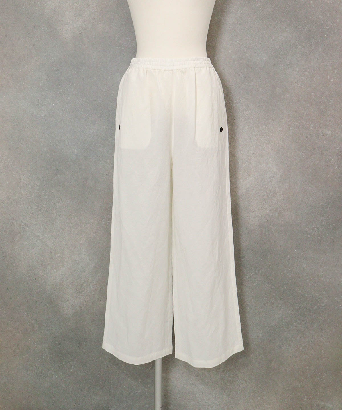 麻混ワイドパンツ(ホワイト)前
