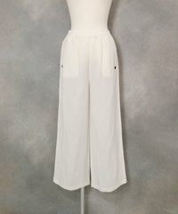 麻混ワイドパンツ(ホワイト)前