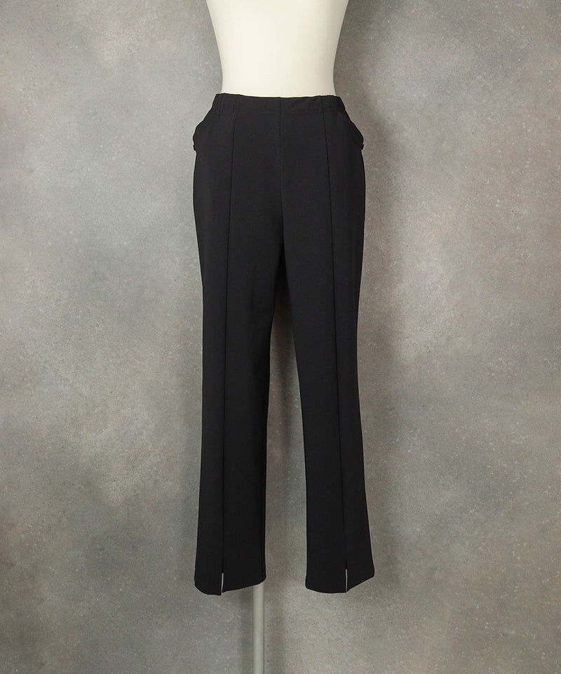 UV冷感裾スリットパンツ(ブラック)前