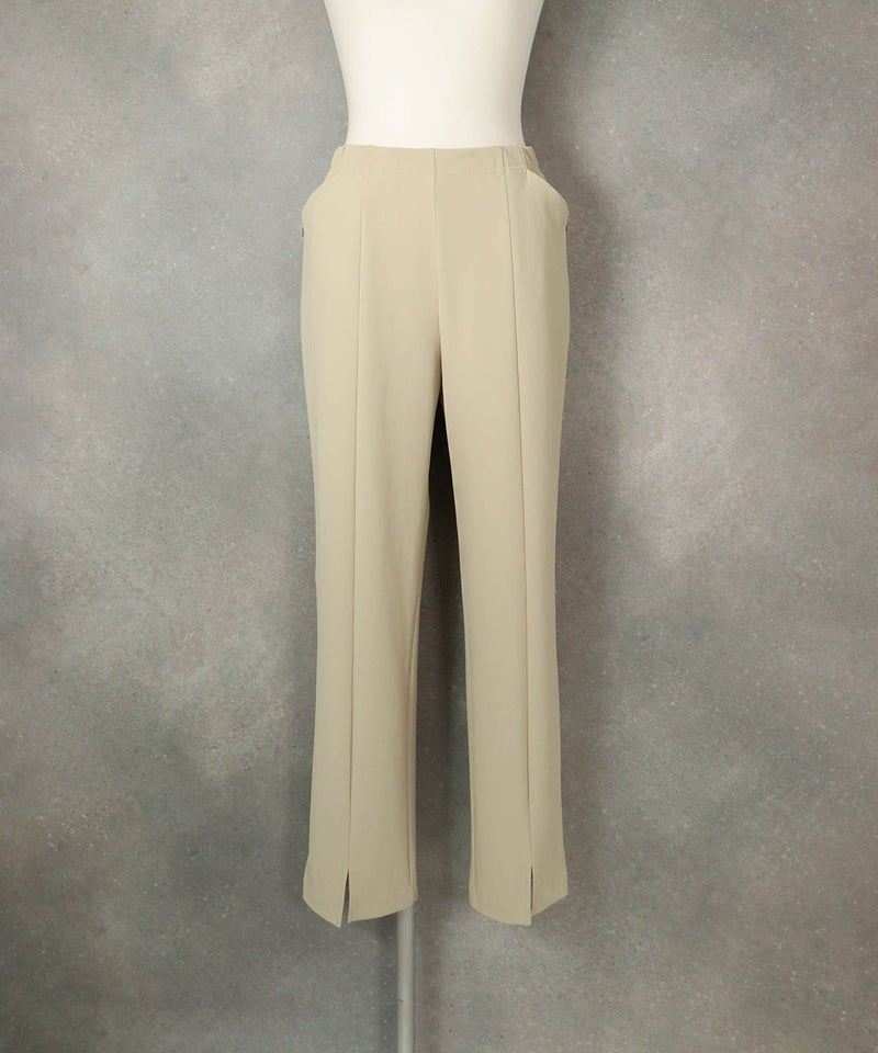 UV冷感裾スリットパンツ(ベージュ)前