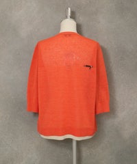 編地切替ニットカーディガン(ライトオレンジ)後ろ