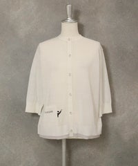 編地切替ニットカーディガン(ホワイト)前