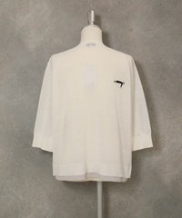 編地切替ニットカーディガン(ホワイト)後ろ