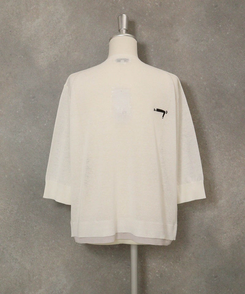 編地切替ニットカーディガン(ホワイト)後ろ