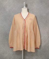 ウェーブ切替ニットカーディガン(ベージュ)前