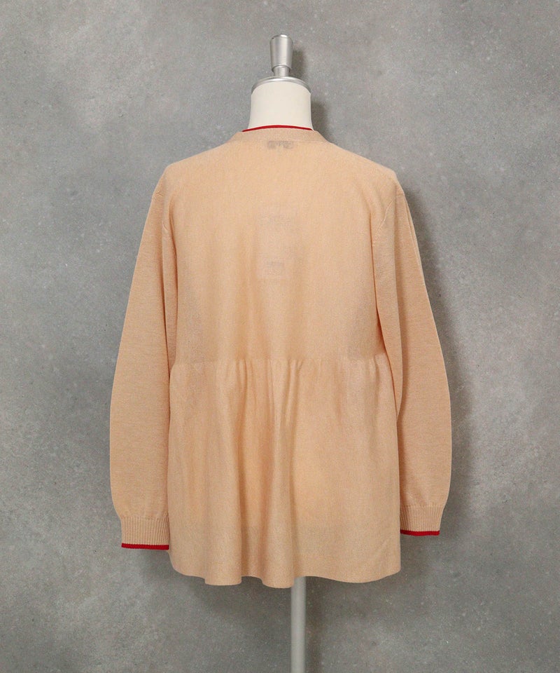 ウェーブ切替ニットカーディガン(ベージュ)後ろ