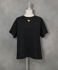 コットン混ビーズワッペンプルオーバー(ブラック)前