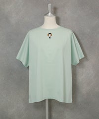 コットン混ビーズワッペンプルオーバー(ライトグリーン)前