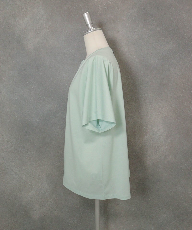 コットン混ビーズワッペンプルオーバー(ライトグリーン)横