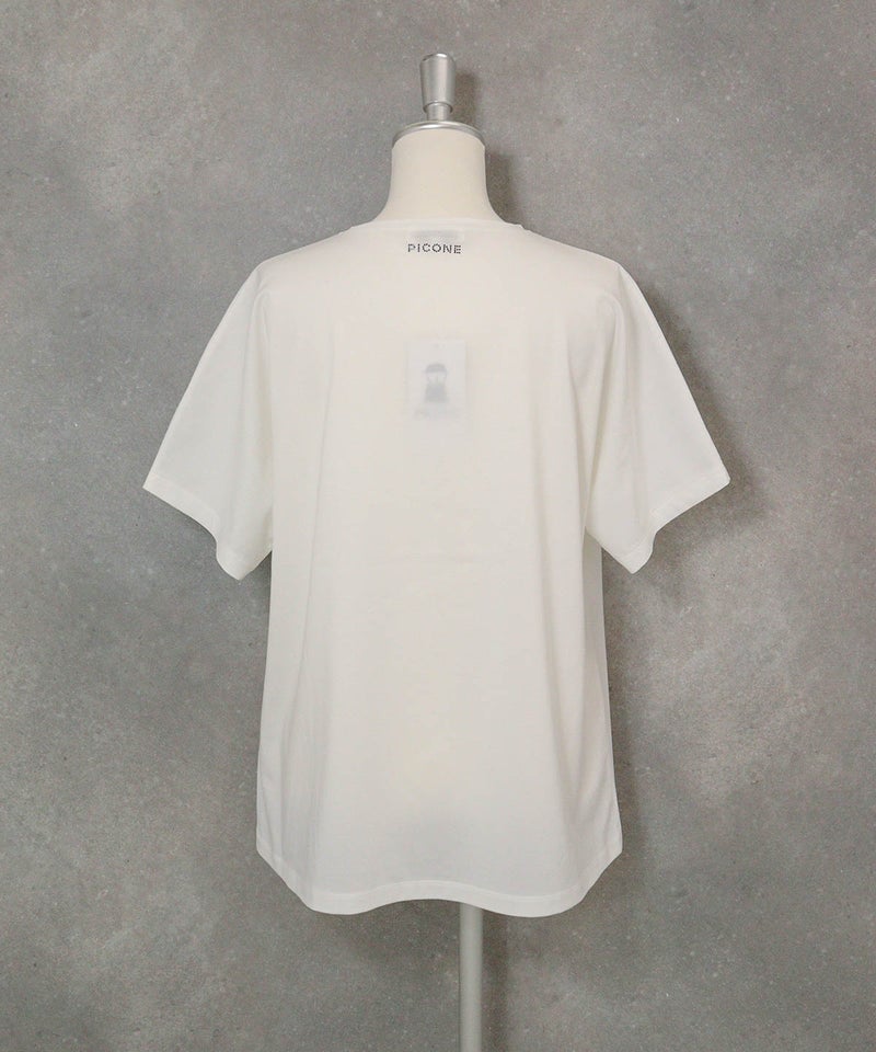 コットン混ビーズワッペンプルオーバー(ホワイト)後ろ