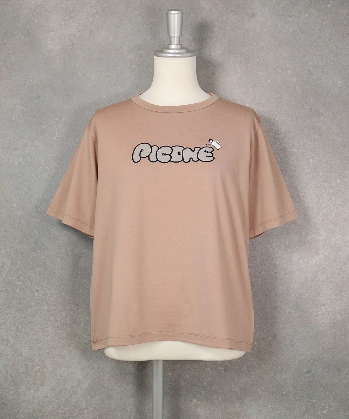 チュール刺繍冷感プルオーバー(キャメル)前