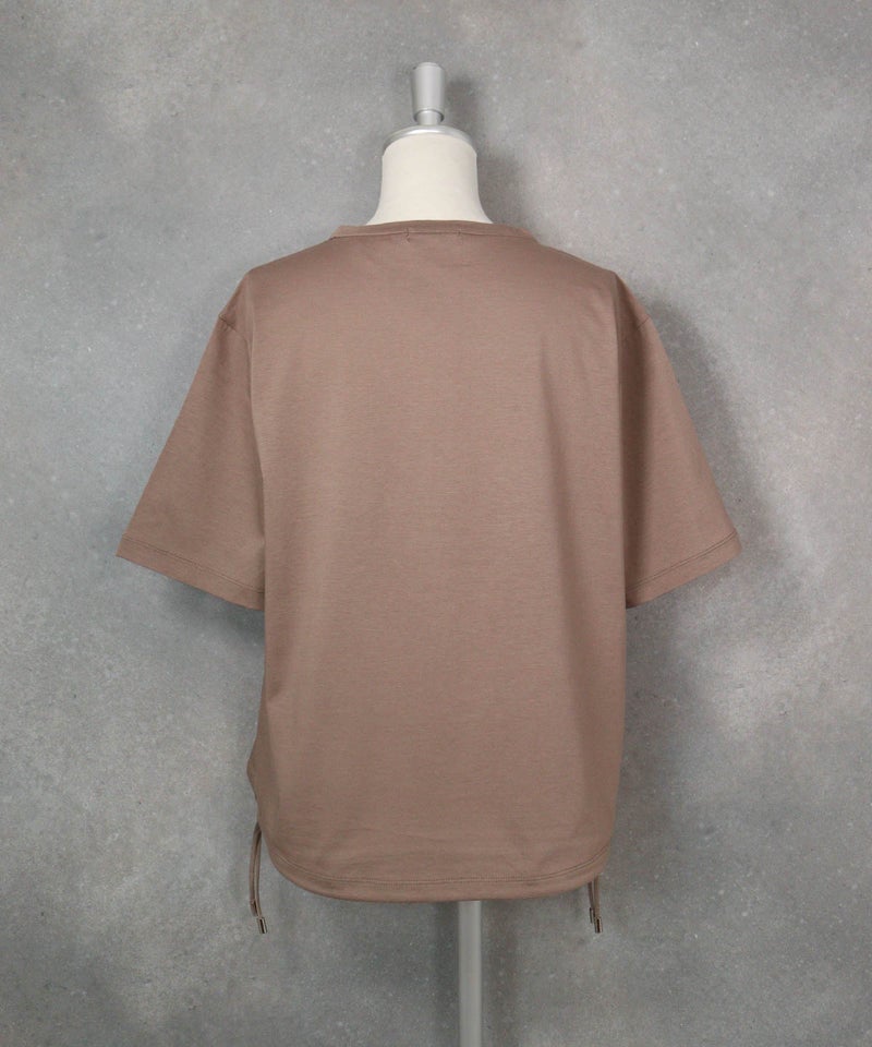 コットン100％裾ドロストプルオーバー(ブラウン)後ろ