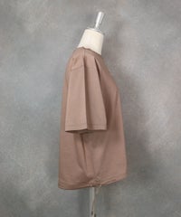 コットン100％裾ドロストプルオーバー(ブラウン)横