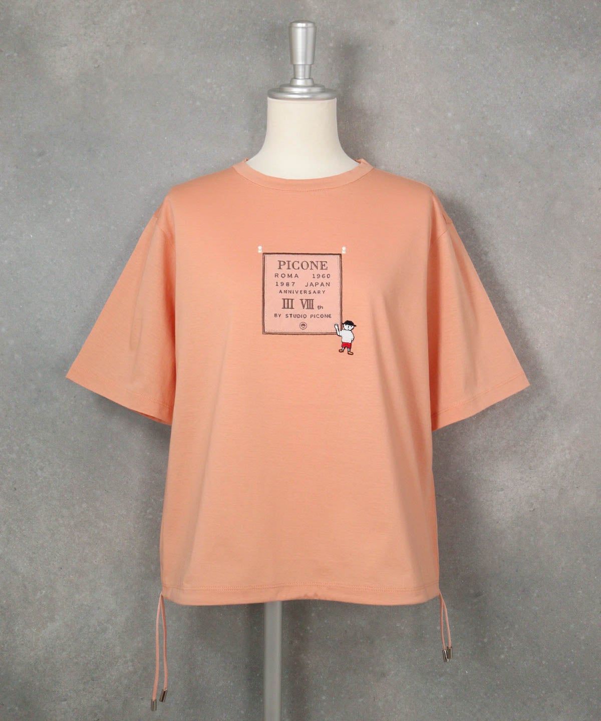 コットン100％裾ドロストプルオーバー(オレンジ)前