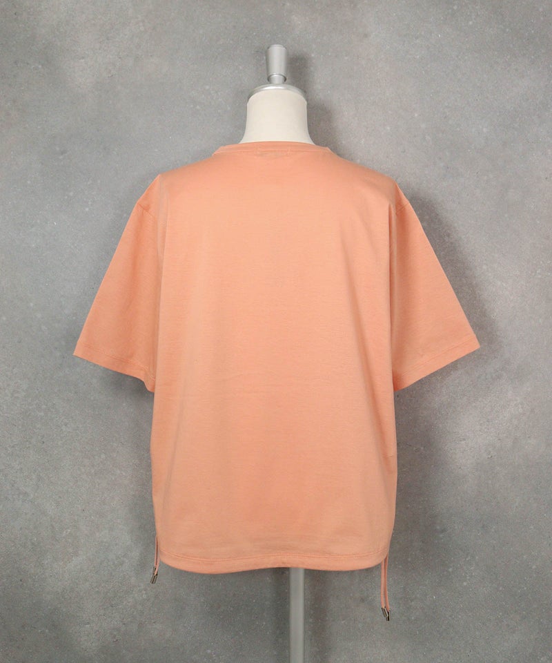 コットン100％裾ドロストプルオーバー(オレンジ)後ろ