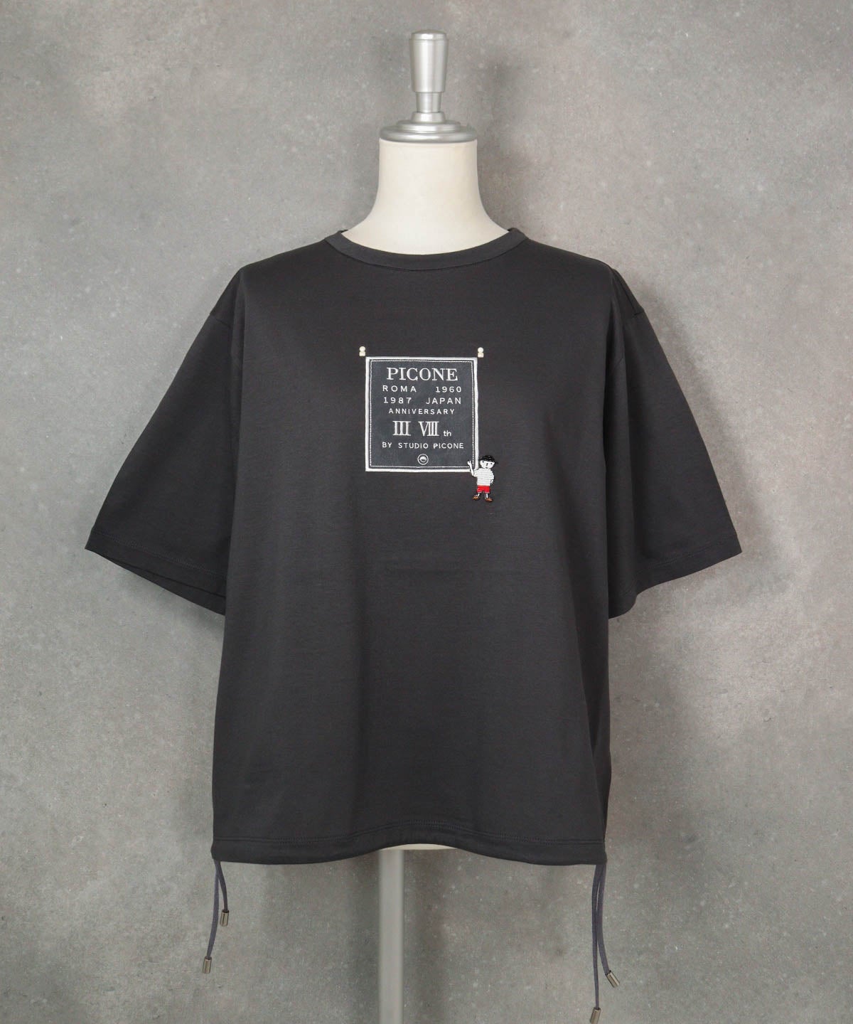 コットン100％裾ドロストプルオーバー(グレー)前