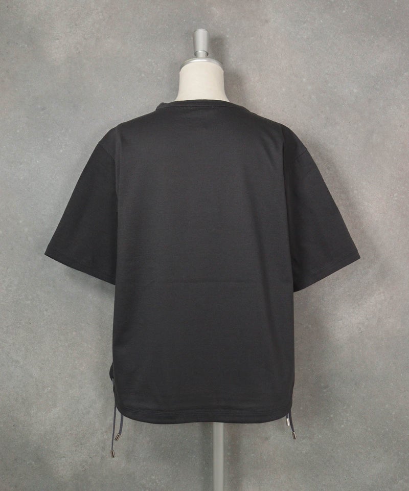 コットン100％裾ドロストプルオーバー(グレー)後ろ