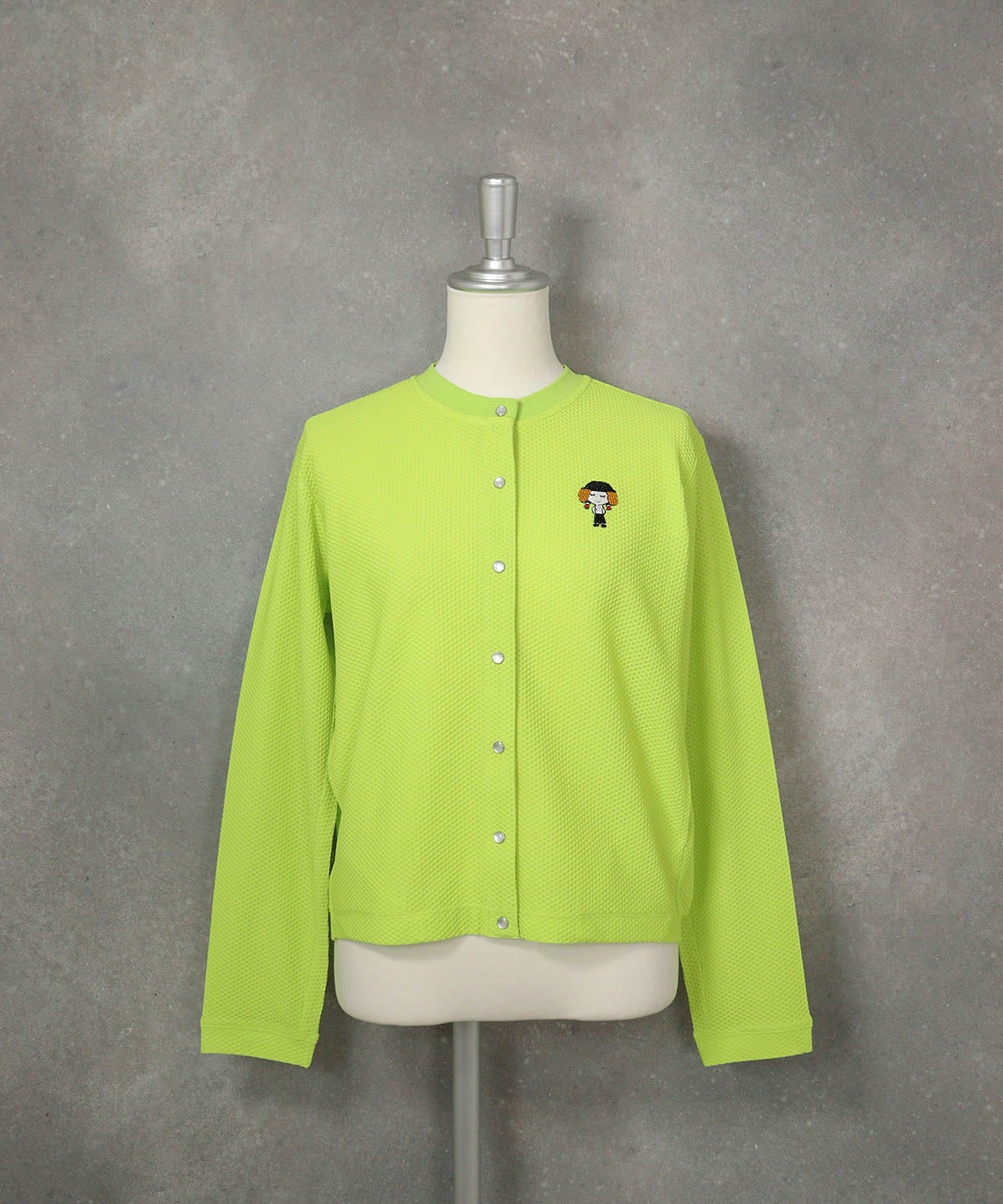 メッシュ風UV速乾ブルゾン（ライトグリーン）前