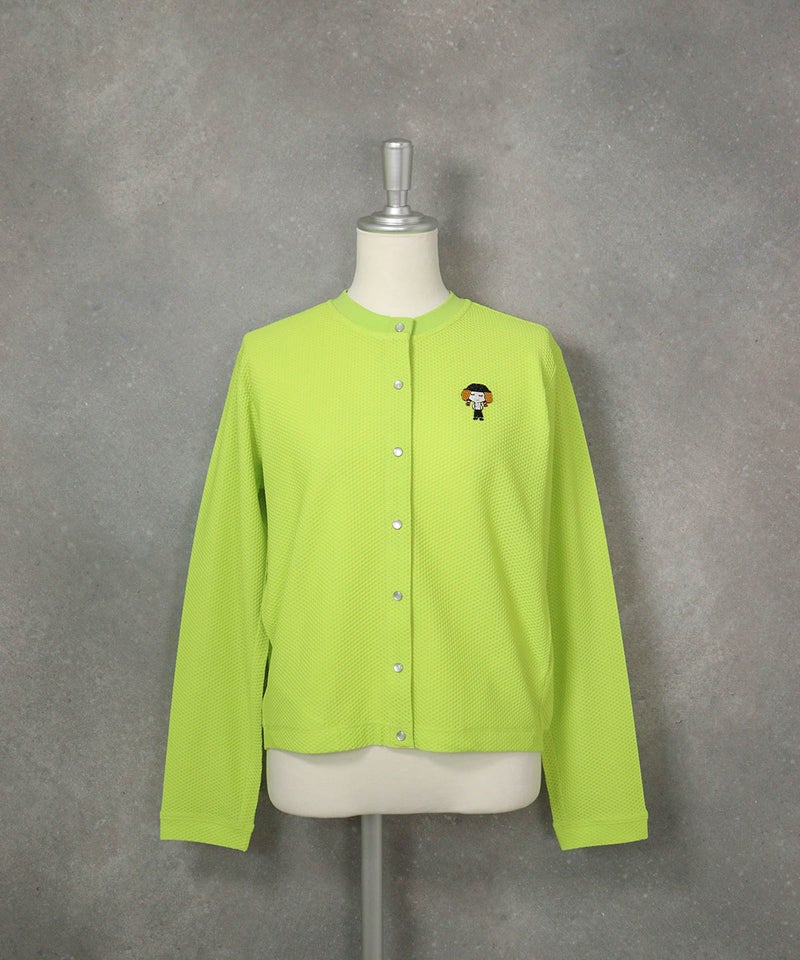 メッシュ風UV速乾ブルゾン（ライトグリーン）前