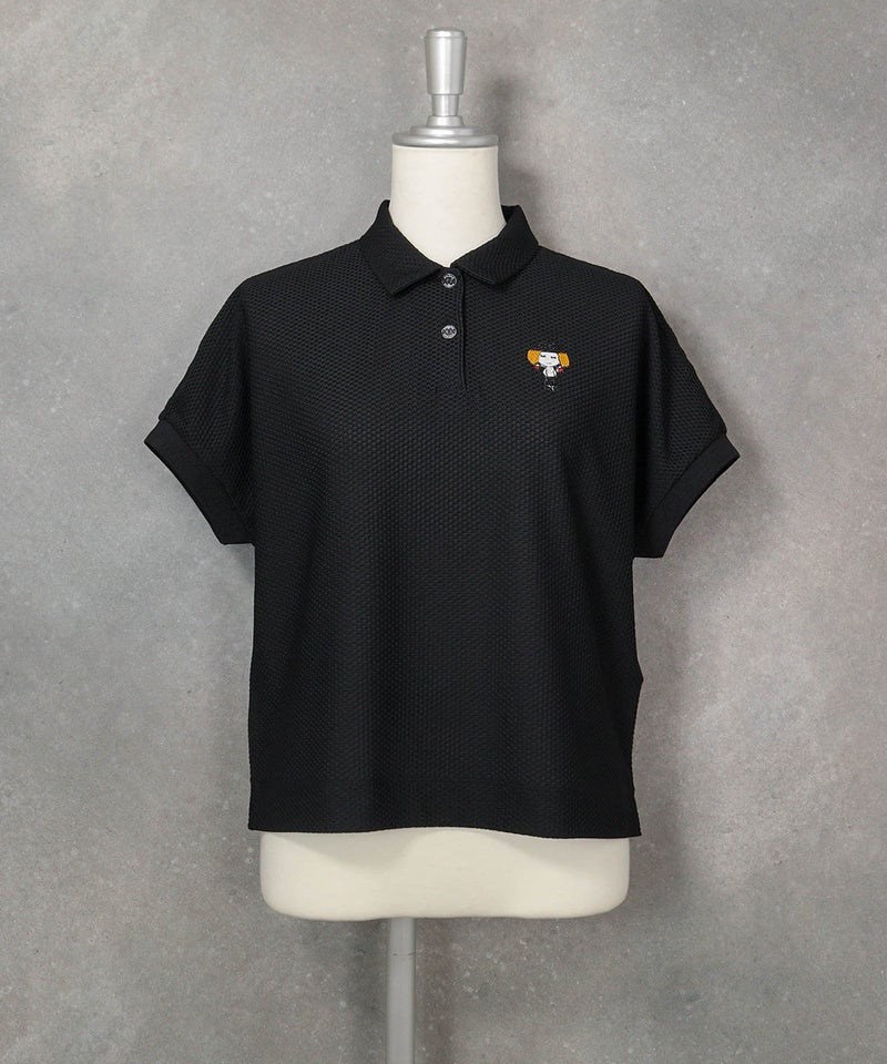 UV速乾ポロ襟プルオーバー(ブラック)前