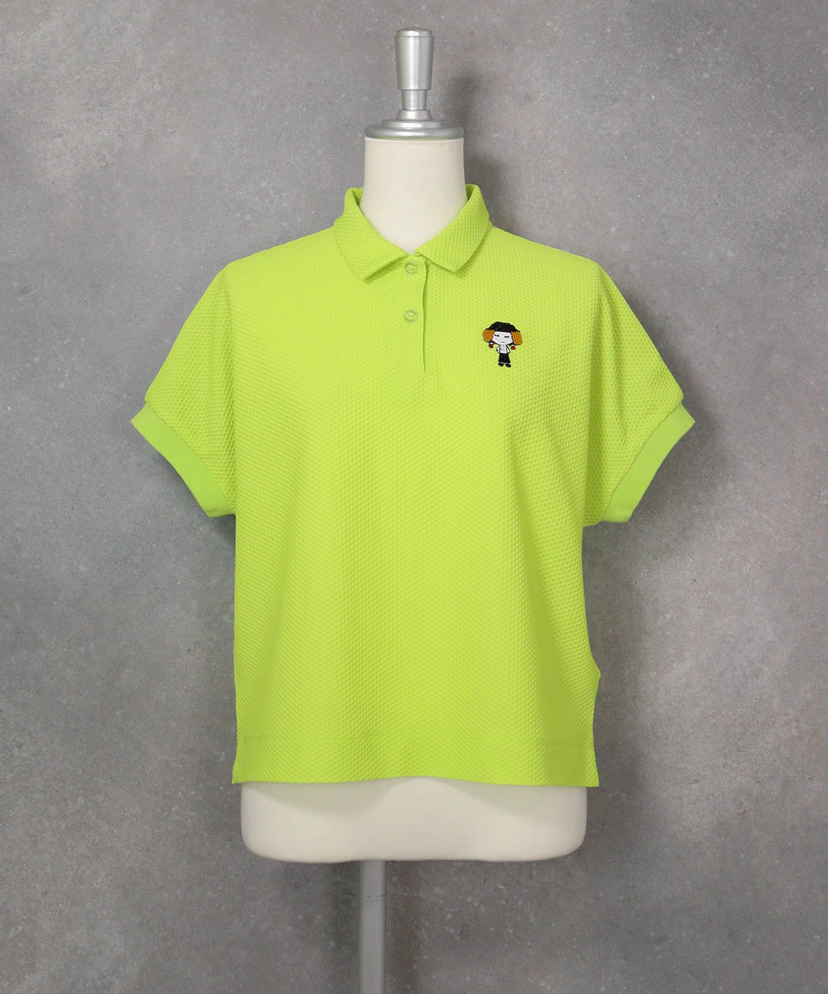 UV速乾ポロ襟プルオーバー(ライトグリーン)前