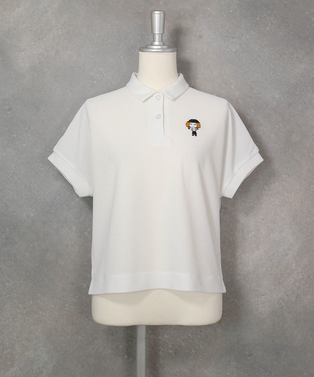 UV速乾ポロ襟プルオーバー(ホワイト)前