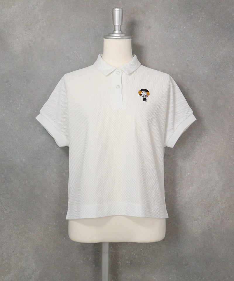 UV速乾ポロ襟プルオーバー(ホワイト)前