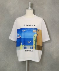 絵画風イラストプルオーバー(ホワイト)前