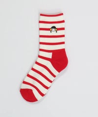 ボーダーショートソックス（レッド）