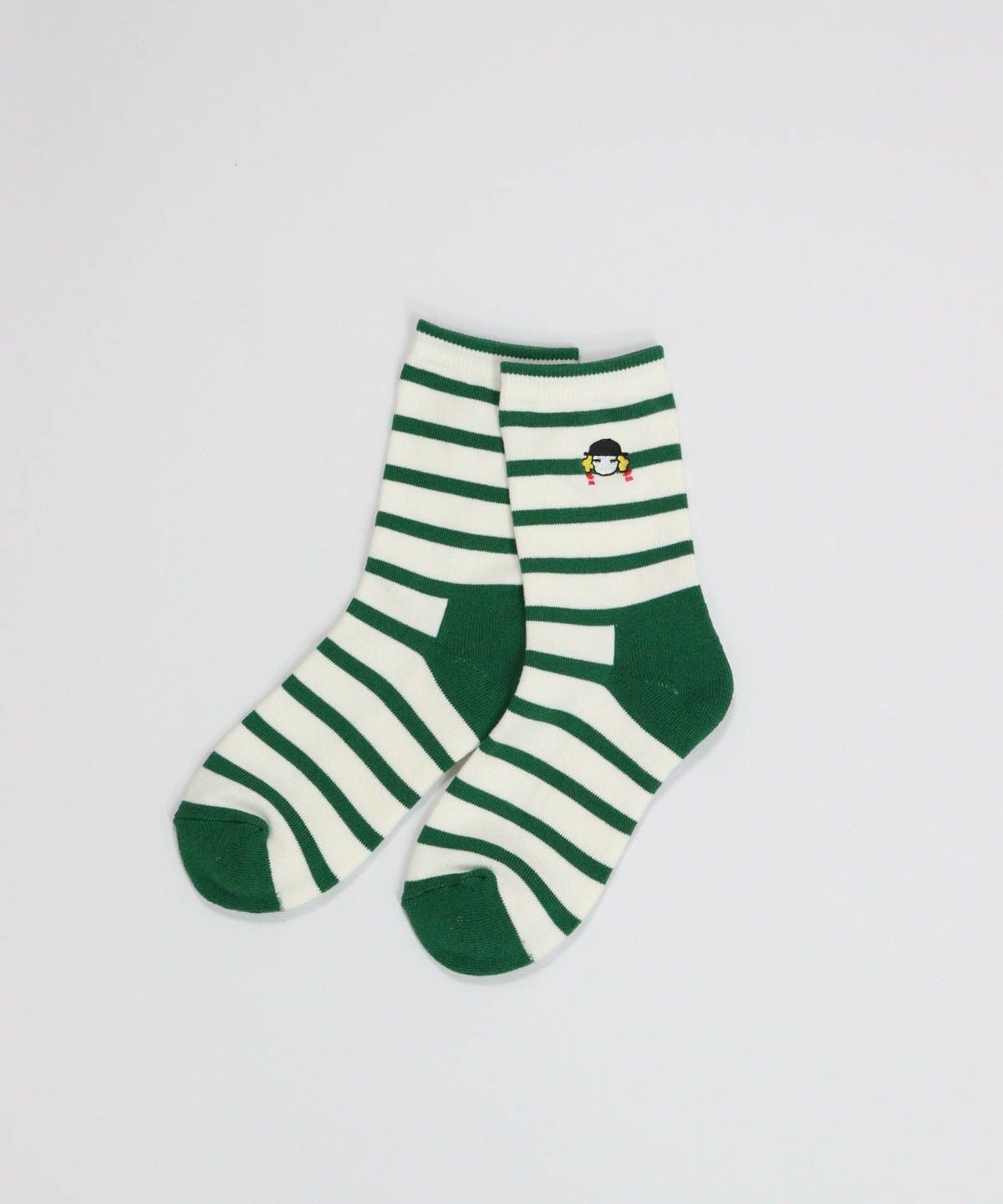 ボーダーショートソックスペア（グリーン）