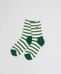ボーダーショートソックスペア（グリーン）