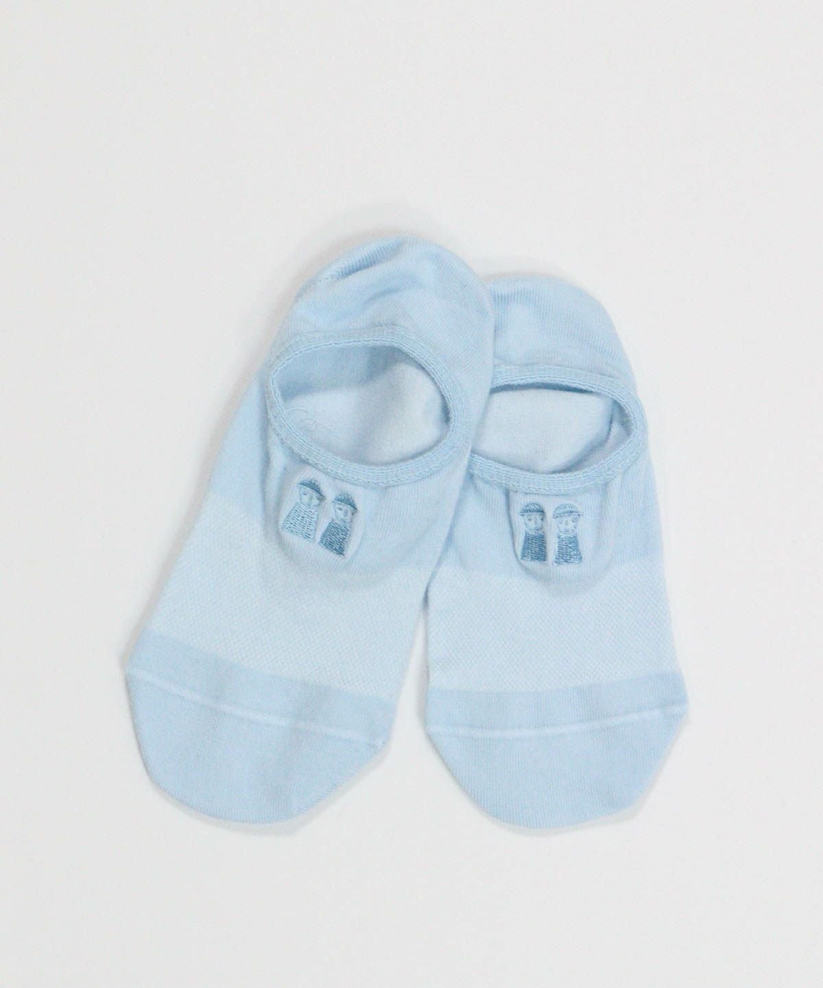 ピコ刺繍アンクルソックス（ライトブルー）