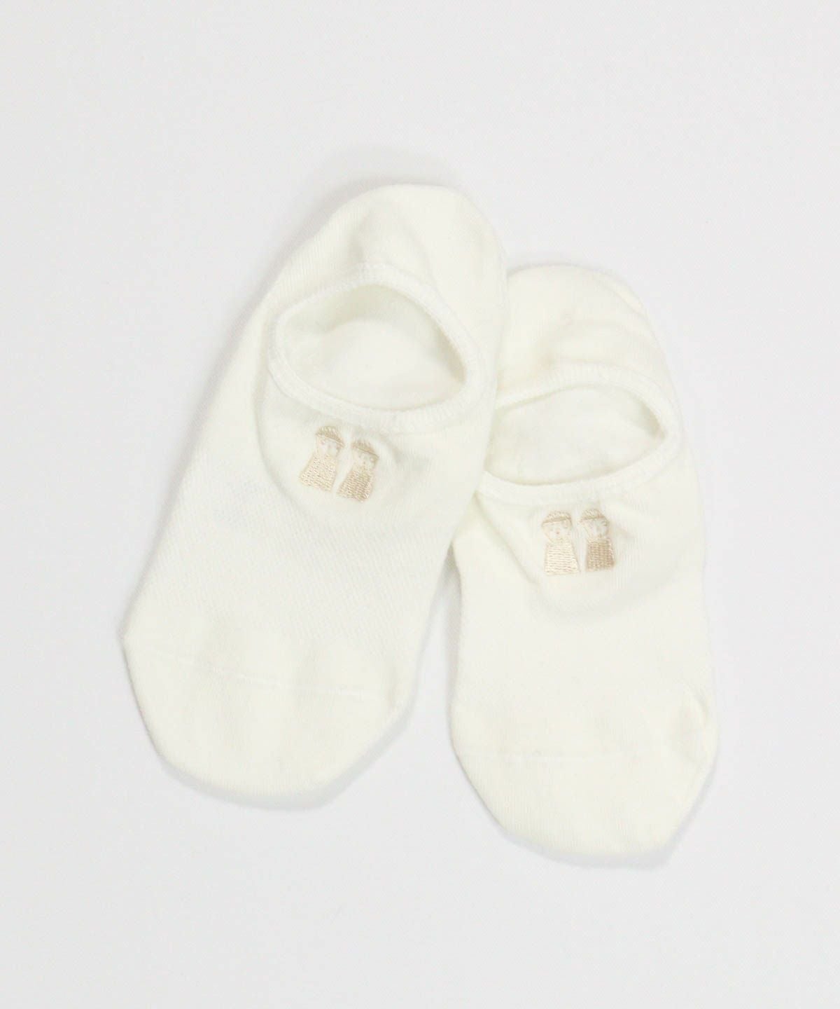 ピコ刺繍アンクルソックス（ホワイト）