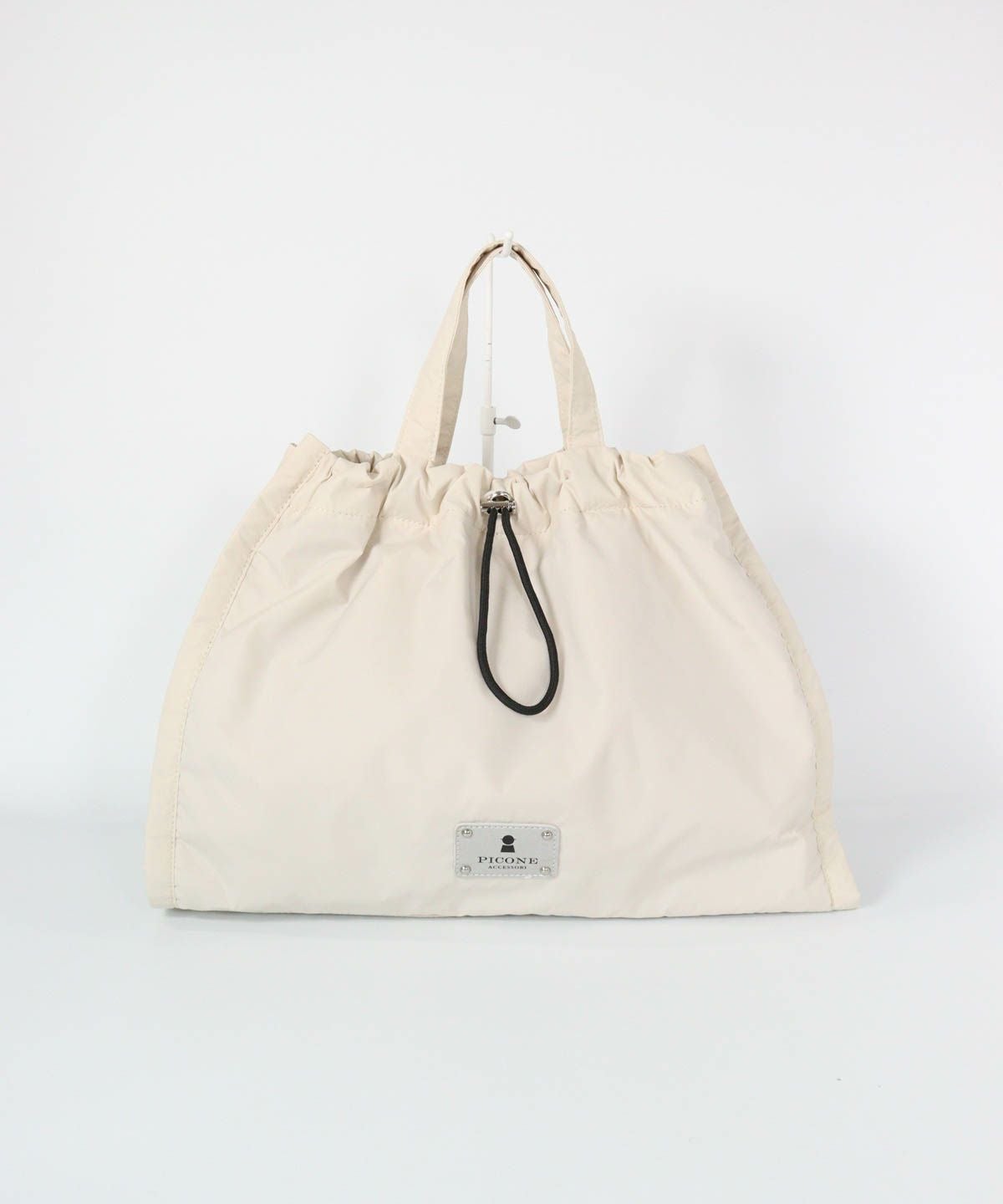 ショルダー付ドロストバッグ（ベージュ）