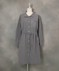 スタンドカラーシャツワンピース(ブラック)前