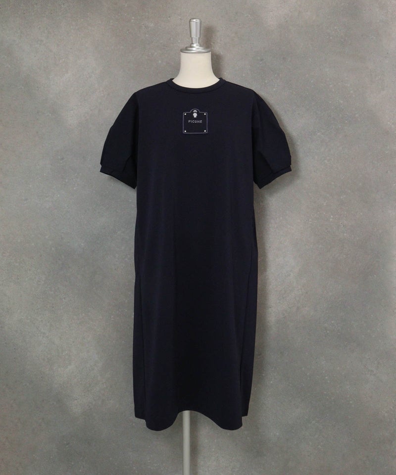 袖切替UV冷感ワンピース(ネイビー)前