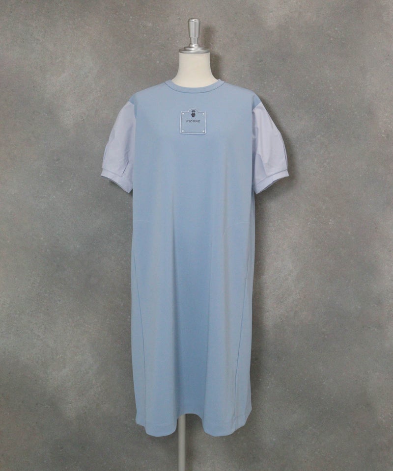 袖切替UV冷感ワンピース(ライトブルー)前